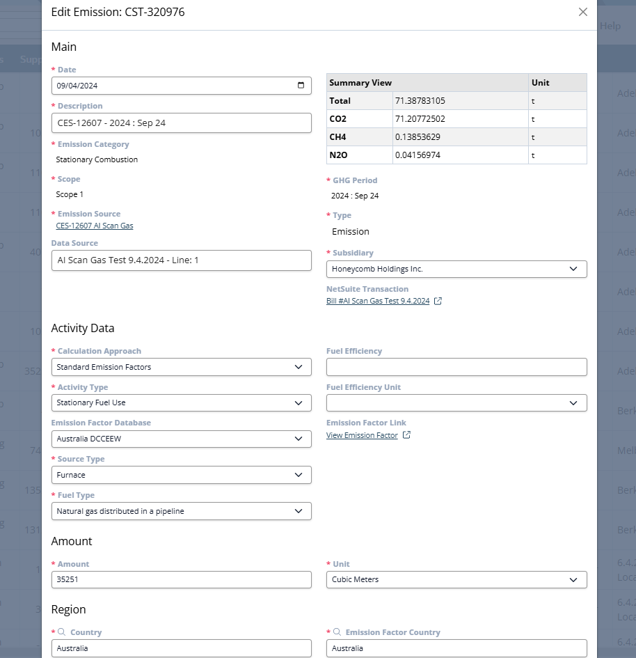 AI Scan Gas Emission Transaction