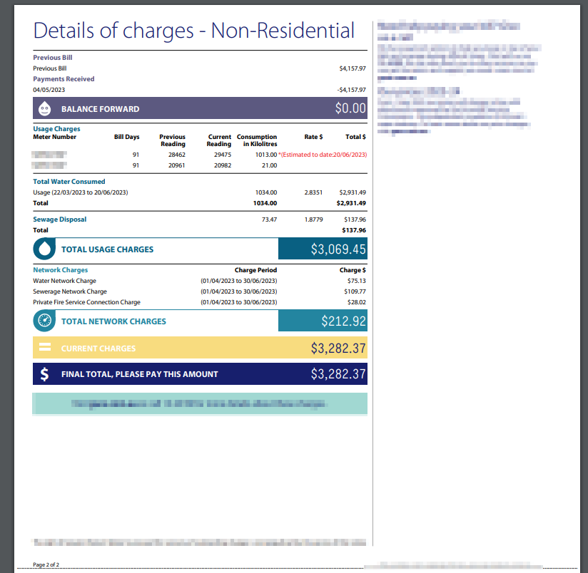 AI Scan Water Bill PDF