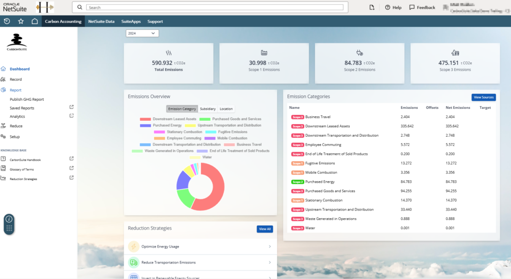 CarbonSuite Home Dashboard